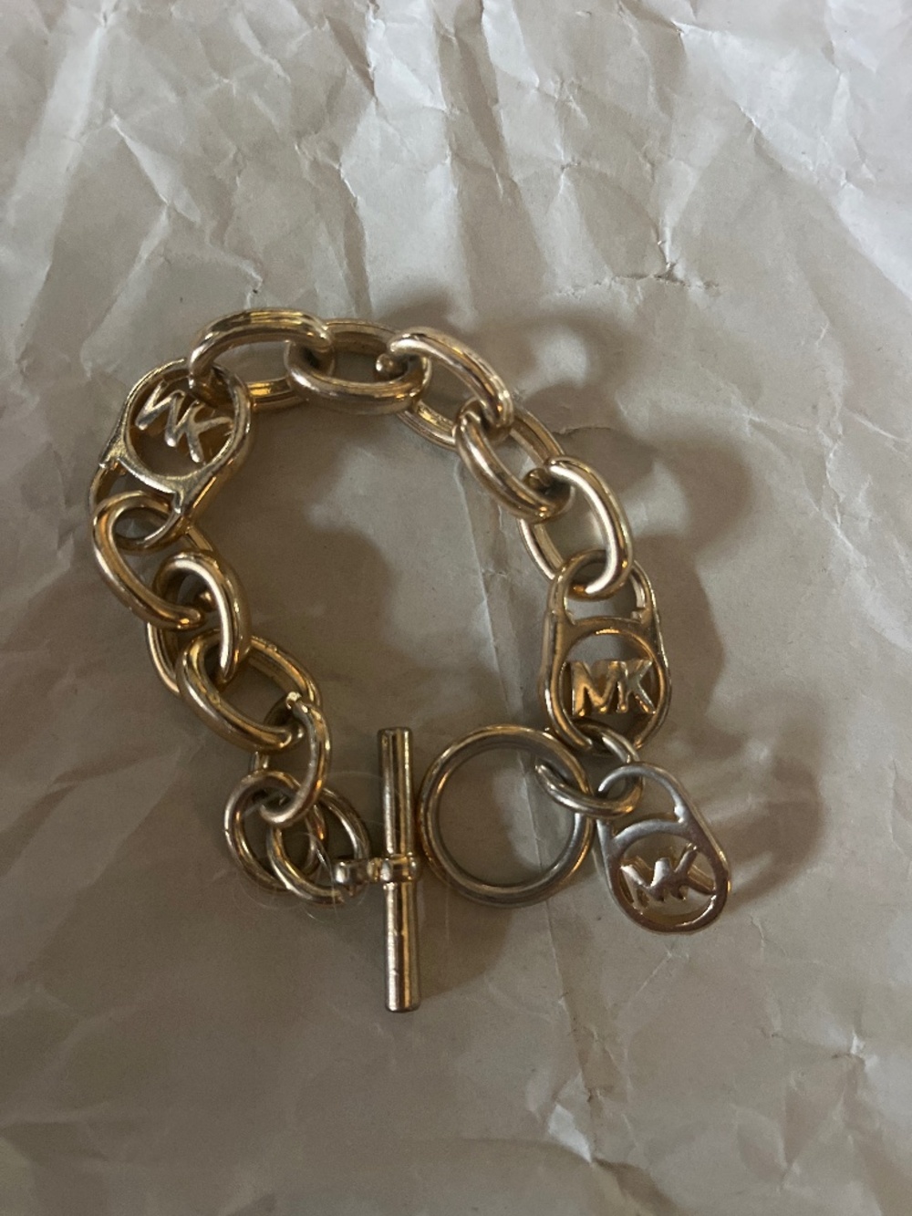 Michael Kors gold-tone heavy link toggle chain bracelet